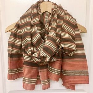 NEW Brown, Red & Pink Striped Spring Scarf